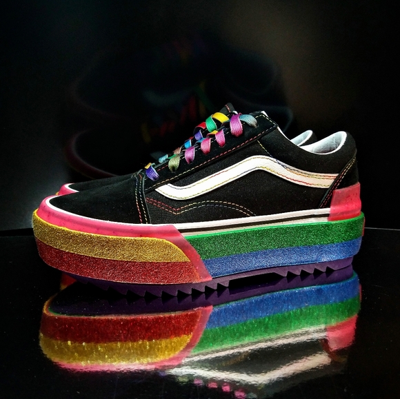 VANS GLITTERED STACKED PLATFORM Women's SIZE 6 - Picture 4 of 10